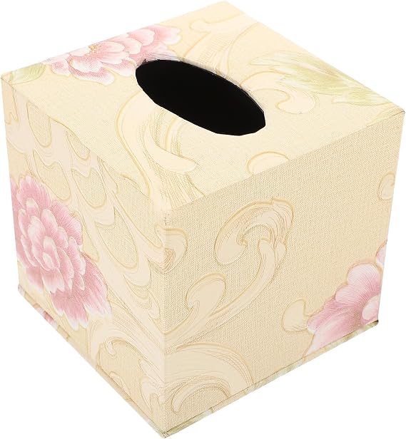 Vintage Board Capacity Tissue Box Leather Large Holder with Reusable Tissue Dispenser and Storage Creative Design and Sturdy Density Material for Bedroom and Office Use