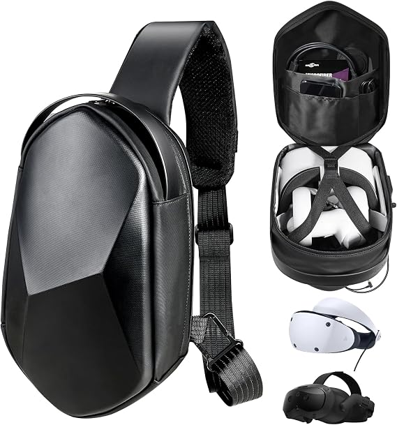 SARLAR Large Space Carrying Case Compatible with PlayStation VR2 & HTC Vive Focus Vision & Meta Quest 3S/Quest 3/Quest 2, VR Headsest Controllers Travel Case for All Head Strap with Battery, Black