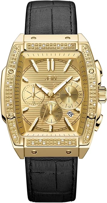 JBW Luxury Men's Echelon J6379 0.28 ctw 28 Diamond Wrist Watch with Genuine Croc Leather Bracelet, 41mm