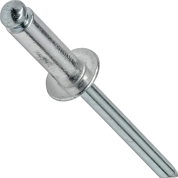 Fastenere Pop Rivets 3/16" x 1/4" (100 pcs) Aluminum Body Steel Mandrel, Heavy Duty, Open End, Low Carbon, Dome Head Blind Rivets, Corrosion Resistant & High Shear Strength, 6-4 Gap .188" - .250"