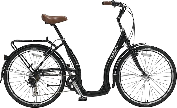 BIRIA Easy Boarding 7 Speed Step Through Bike - Ultra Low Step-Thru Cruiser Bicycle, 15.5 Inch (40CM) Frame Size, Black.