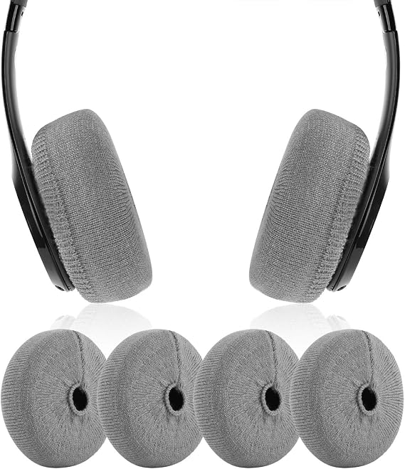 Earpads Sweater Cover Protectors with Knit Fabric for Beats Solo 3/2, Solo HD/Mixr/EP Headphones and Other Headsets with 1.57-3.14 Inch Ear Cushions [ 2 Pairs ] (Grey)