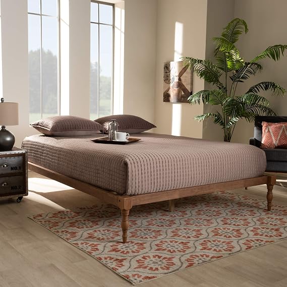 Baxton Studio Iseline Platform Bed Frame, Queen, Ash Walnut (156-9472-HiT)