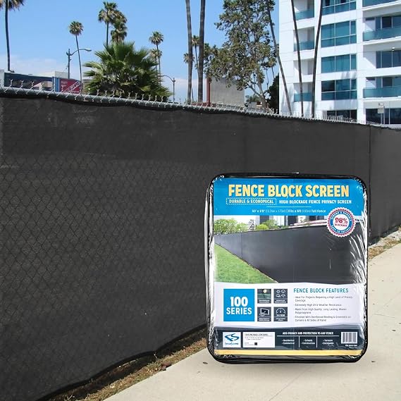 Extreme 98% Blockage Windscreen Fence Cover (6ft x 50ft, Black) | Privacy Temporary | Heavy Duty | UV & Weather Resistant | Easy Install