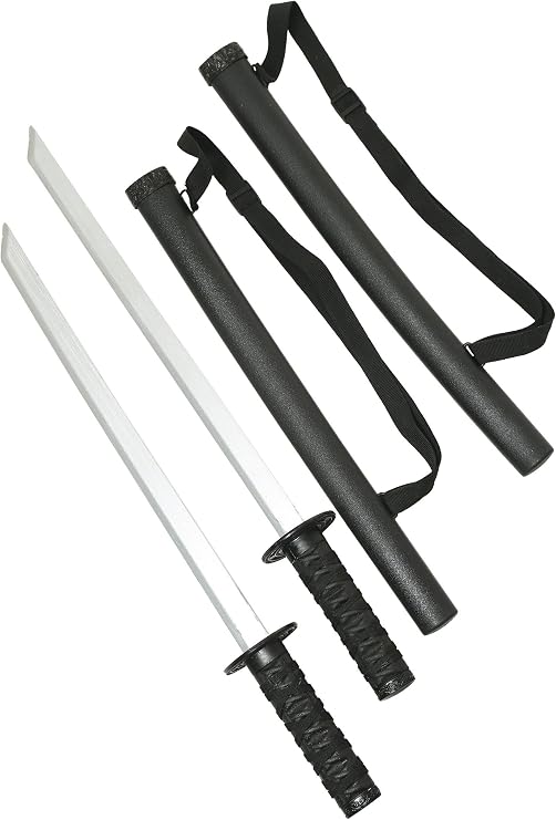 Two Sword Ninja Set - Toy Swords with Scabbards and Adjustable Straps, Complete Costume Accessory for Ages 14+