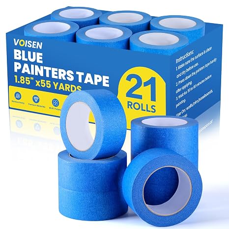 VOISEN 21 Packs Painters Tape, Blue Painters Tape, 2 Inch Wide (1.85 in x 55 Yds), Masking Tape for Multi-Purpose, Masking Tape Bulk,DIY Artist Craft Arts, Decoration, Drafting, No Residue