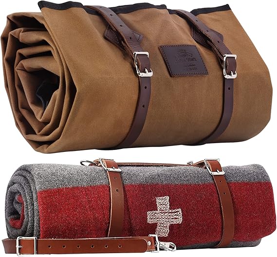 1844 Helko Werk USA Made Canvas Bedroll & Swiss Army Blanket Field Tan