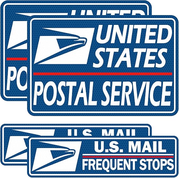 4 Pack Reflective Mail Delivery Driver Car Magnets Rural Delivery Carrier Magnetic Signs for Vehicles Mail Carrier Accessories Caution Frequent Stops Magnetic Decal Bumper Stickers - 30 Mils