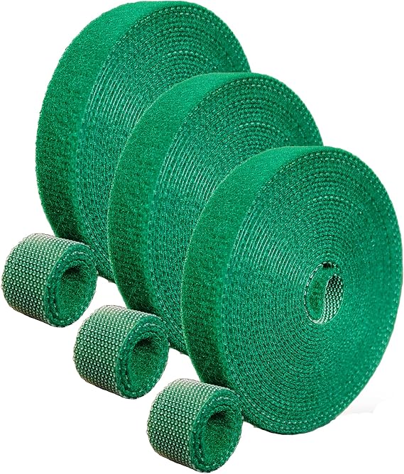 Green Garden Ties|Plant Ties for Climbing Plants 100 feet x1/2in 3 Rolls|Plant Supports for Effective Growing Strong |Green-Recycled Plastic Garden Twine & Twist Ties for Tomato Stakes