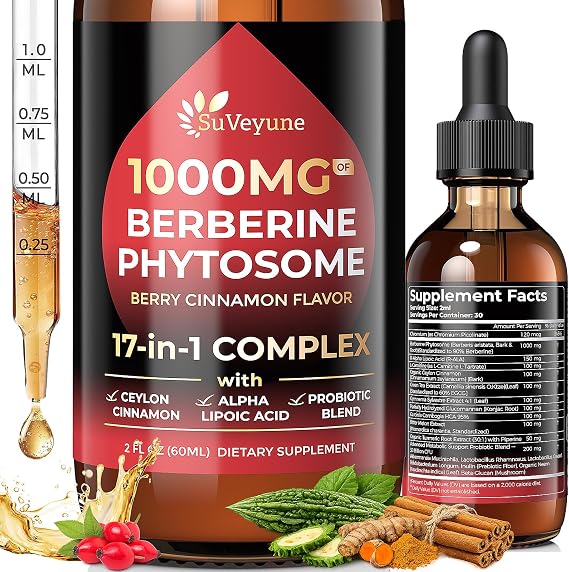 Berberine with Ceylon Cinnamon Supplement Phytosome Liquid Drops 1000mg