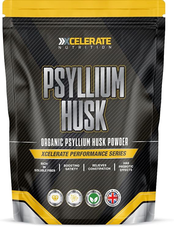 Psyllium Husk Powder - High in Soluble Fibre, Prebiotic Effects - Pure, No Pesticides, Gluten Free, Vegan, GMO Free by XCelerate Nutrition (100g)