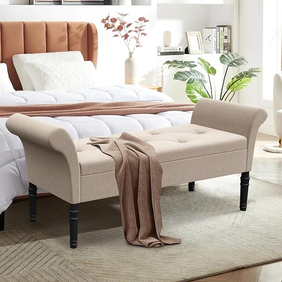 HAOBO Home Storage Ottoman Bench Bedroom Bench Bed Entryway Hallway Chest/Footrest/Padded Seat (O70328-TAN, TAN)