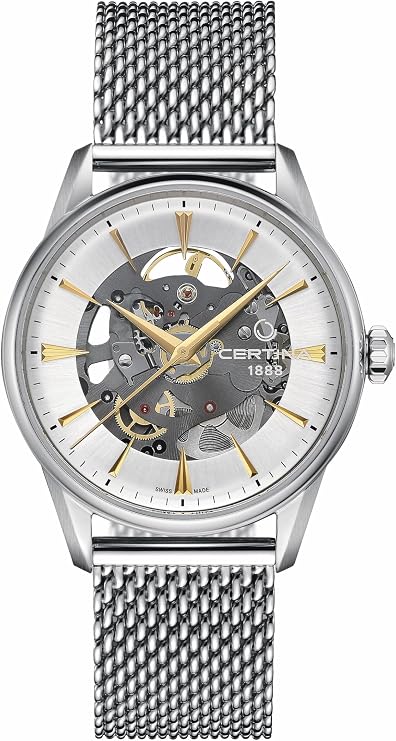 Certina, Mens, DS-1 Skeleton, Stainless Steel, Swiss Automatic, Watch, Silver, Stainless Steel, 20, (C0299071103100)