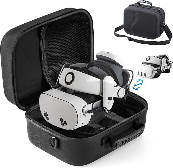 STARTRC GAMES Large Carrying Case for Meta Quest 3/Quest 3S, Hard Travel Case for BOBOVR S3 Pro/Kiwi Design Battery Head Strap and Other Accessories, Storage Case and Soft Lining for Quest 3S