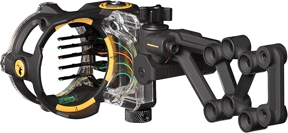 Trophy Ridge React H5 Bow Sight - 5 Pin Sight, Tool Less Windage and Elevation Adustability, 2nd Axis Leveling, Adjustable Click Light