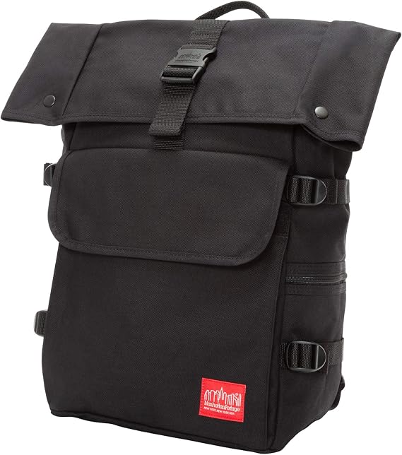 Manhattan Portage Silvercup Backpack With Roll Top Closure Spacious Main Compartment And Water Resistant Coating In 1000D Cordura (Black)