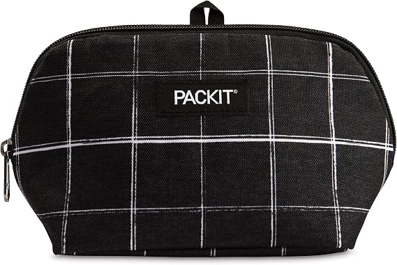 PackIt Freezable Snack Bag, Black Grid