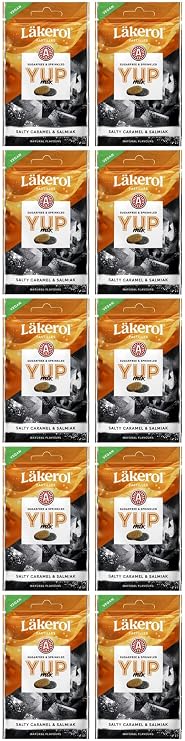 Cloetta Lakerol YUP Mix Salty Caramel & Salmiak Pastilles 10 Packs of 30g