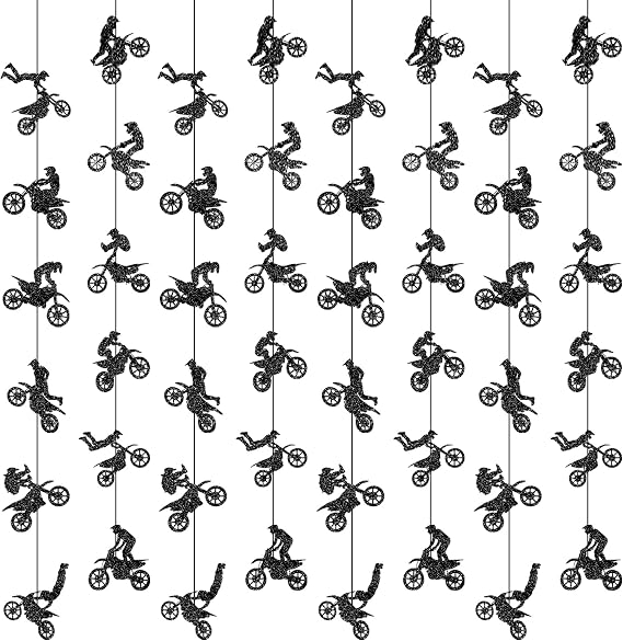 Dirt Bike Birthday Party Decorations 8 Pcs Dirtbike Motorcycle Garland Banner Backdrop Motocross Birthday Party Decorations for Riding Ceiling Hanging Decor Motorcycle Wall Favors