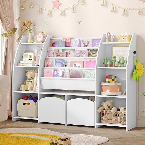 Hzuaneri Toy Storage Organizer, Large Kids Bookshelf with 8 Open Cubbies