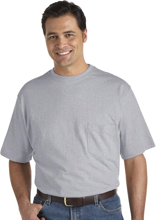 Harbor Bay by DXL Men's Big and Tall Moisture-Wicking Pocket T-Shirt Grey Heather 2XLT