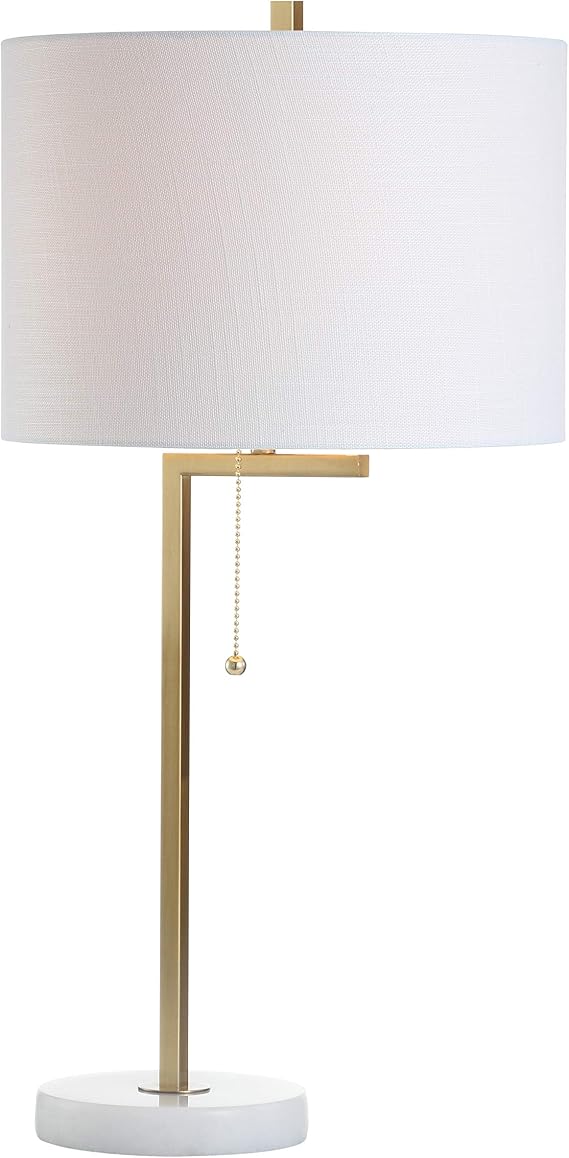 JONATHAN Y Alyssa Table Lamp 24.5" Metal Marble, Brass Gold/White