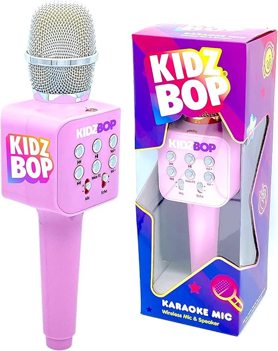 Move2Play, Kidz Bop Karaoke Microphone | The Hit Music Brand for Kids | Toy for Girls & Boys Ages 3, 4, 5, 6, 7, 8+ Years Old | Gift & Birthday Present (Pink)