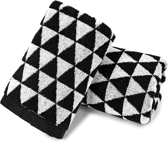 Jacquotha Black Hand Towels for Bathroom & Kitchen (Geometric Triangle)