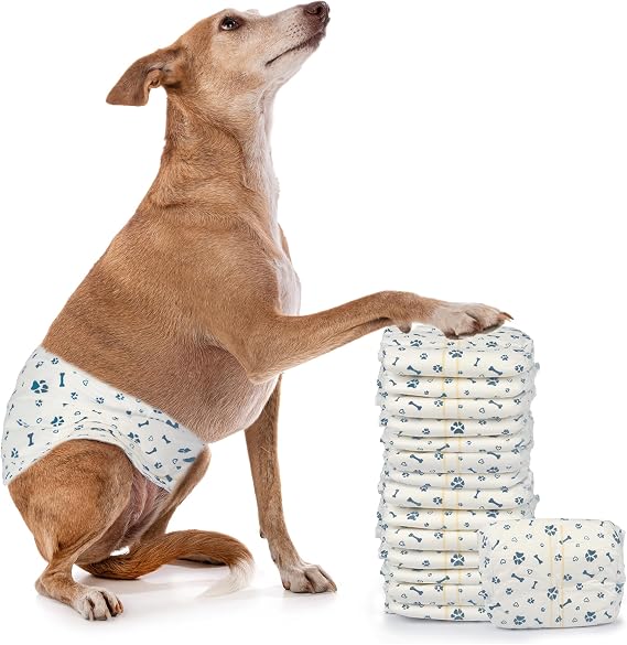 LeapSheep Disposable Dog Diapers Male, Super Absorbent Male Dog Wraps, Puppy Diapers for Doggie Training, Excitable Urination, Incontinence (Medium, 50ct)