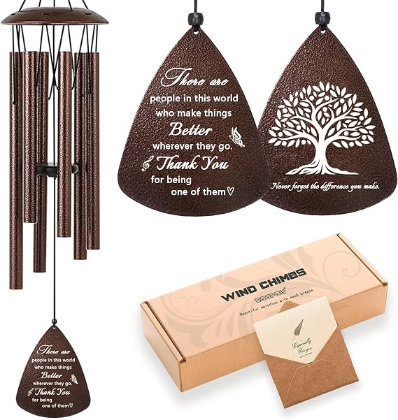 Soopau Thank You Gifts for Women Men, 32" Wind Chimes Thank You Gifts, Appreciation Gifts for Employee Coworkers Colleague Teachers Nurses, Thanksgiving Day Gifts for Family Friends