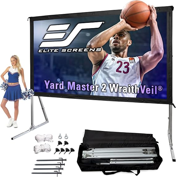Elite Screens Yard Master 2 DUAL Projector Screen, 150-INCH 16:9, Front and Rear 4K/8K Ultra HD, Active 3D, HDR Ready Projection, OMS150H2-DUAL