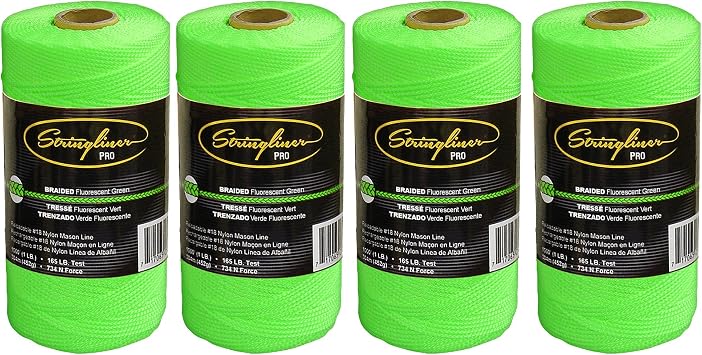 35768 Masons Line Replacement Rolls 1 Lb. #18 Construction Replacement Roll Braided FL Green 1000'. (4 Pack)