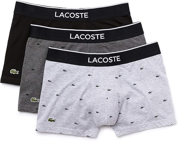 Lacoste Men's Lot De 3 Caleçons Décontractés En Coton Stretch Croc Trunks