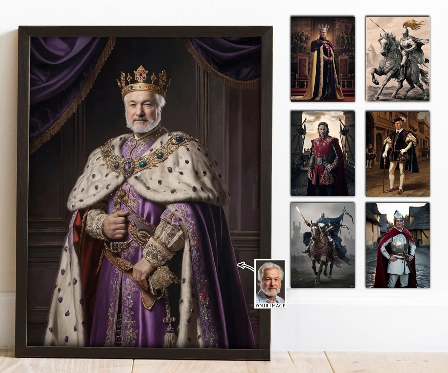 NAZENTI Personalized King Royal Portrait from Photo, Renaissance Portrait, Custom Man Portrait, Portrait From Photo, Portrait Man in Attire, Medieval Man Portrait, Renaissance Man Portrait on Canvas