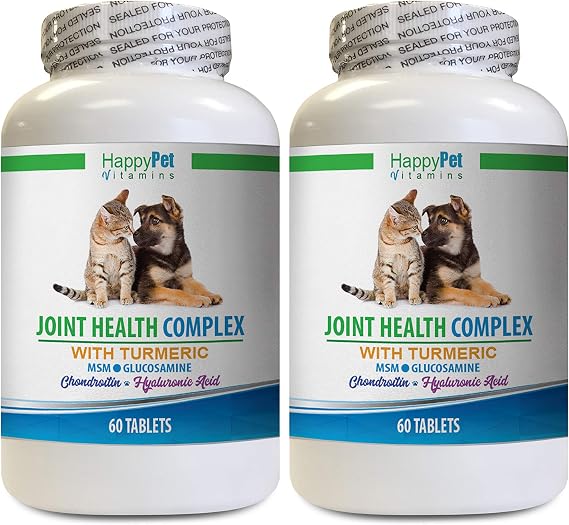 Turmeric cat - PET Joint Health Complex with Turmeric - Dogs and Cats - MSM GLUCOSAMINE - Immune Boost - glucosamine chondroitin cat - 2 Bottles (120 Tablets)