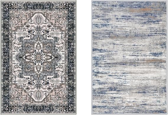 KOZYFLY 2 PCS Small Area Rug 2x3 Ft Rugs for Entryway Washable Boho Entry Rug Non Slip Door Mat Indoor Entrance Faux Wool Vintage Printed Kitchen Rug Throw Rugs for Entrance Kitchen