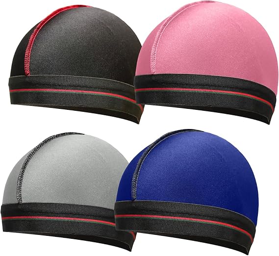 ForceWave Wave Cap for Men, Stocking Compression Cap for 360 Waves, 4Pcs