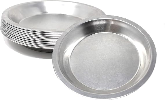 Pie Plate Aluminum Metal 8 Inch Pan - Set of 10