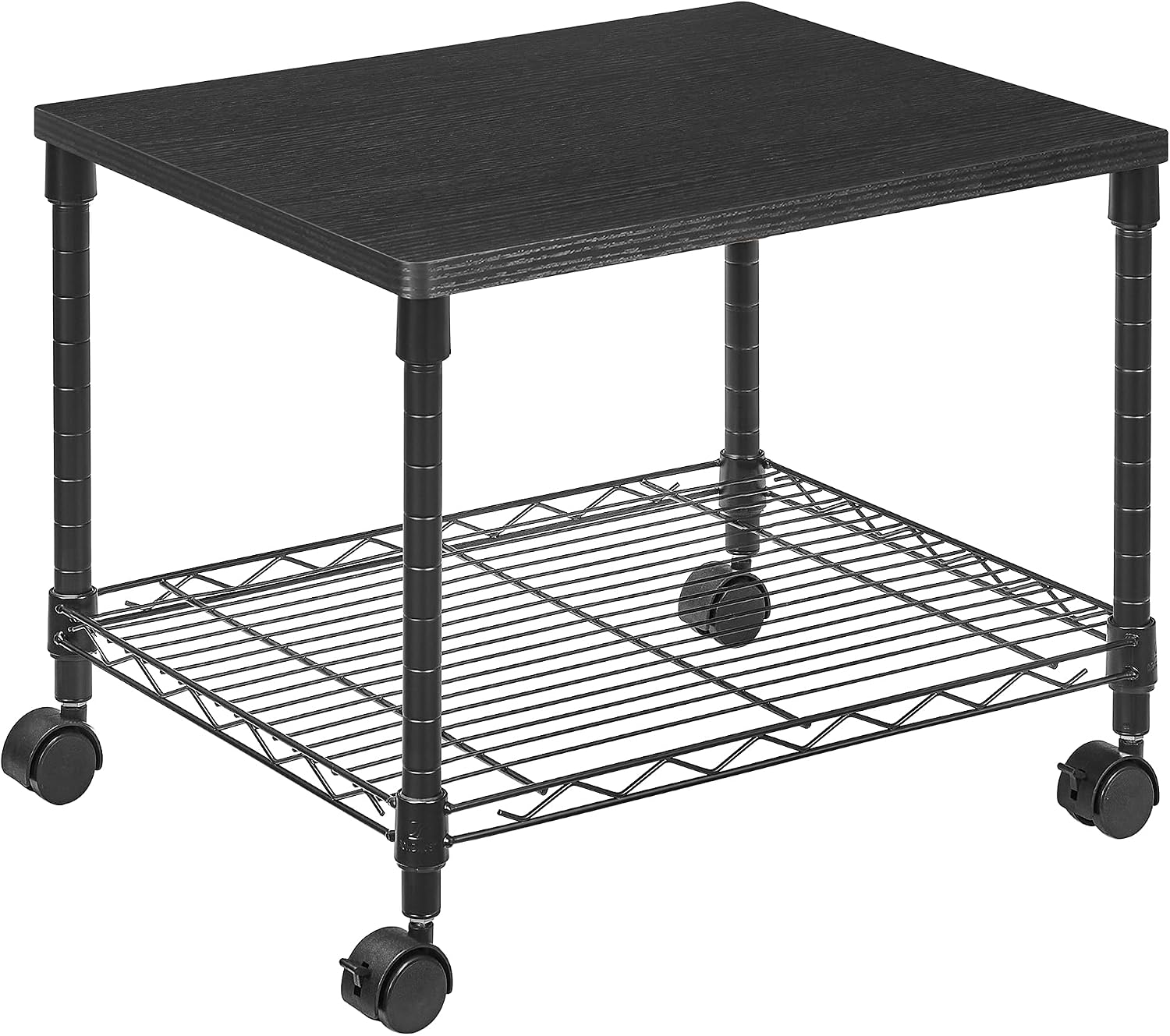 SONGMICS Printer Stand, 2-Tier Under-Desk Printer Cart on Wheels, Fax Stand with Storage Shelf, Metal Frame, 20.1 x 16.1 x 15 Inches, Black ULGR304B01
