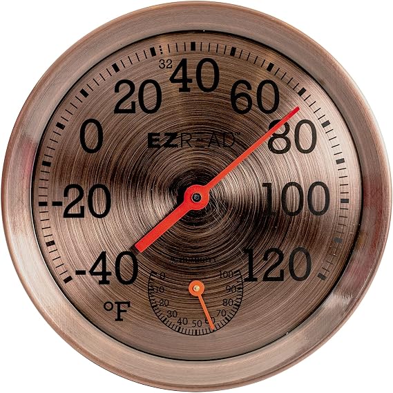 8" Metal Dial Thermometer/Hygrometer Oil Rubbed Bronze