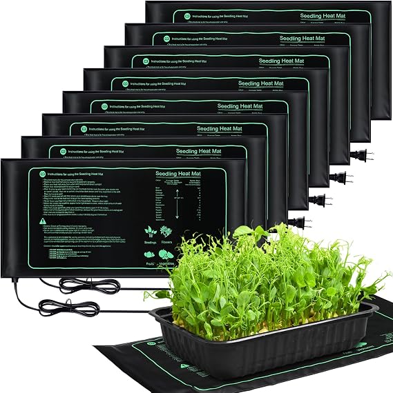 ROCEEI 8 Pack Seedling Heat Mat 10" X 20.75" Waterproof Seed Starter