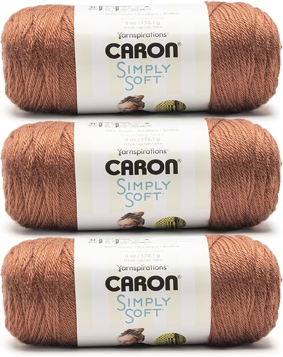 Caron Simply Soft Yarn for Crocheting & Knitting, Sienna, 3-Pack | #4 Worsted Medium, Soft 100% Acrylic Yarn for Crochet, Knitting, Blankets and Crafts, 315 Yards, 170.1g/6oz per skein