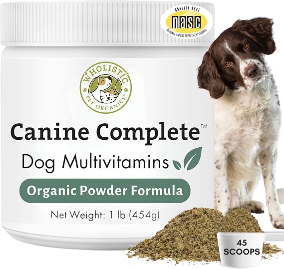 Organic Dog Vitamins, 1 Lb, 45 Scoops | Daily Dog Multivitamin with Prebiotics, Probiotics for Immune Support, Skin Coat, Digestion, Joint Health - Canine Complete