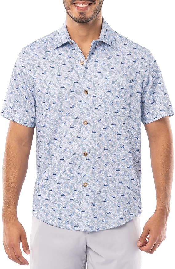 Guy Harvey Mens Short Sleeve Button Down Resort Shirt