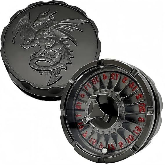 D20 Roulette dice, Unique dice Spinner, Metal D&D Dice Set, Perfect for D&D Dungeons and Dragons, RPG and Pathfinder Role Playing Games(Black red)