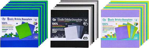 Pairez Toys 24 Pack Baseplates Multi Color 10 x 10 Set for Kids 4+"