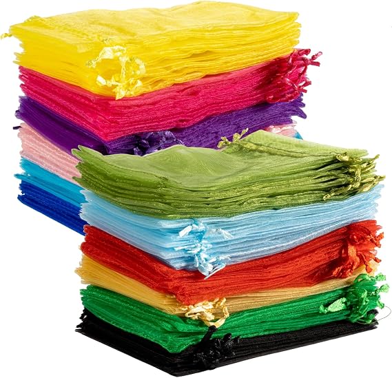Sukh 120PCS Organza Bags 4"x6" - Multicolor Small Drawstring Mesh Gift Bags