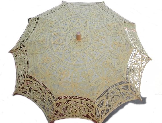 Yellow Battenburg Lace Parasol
