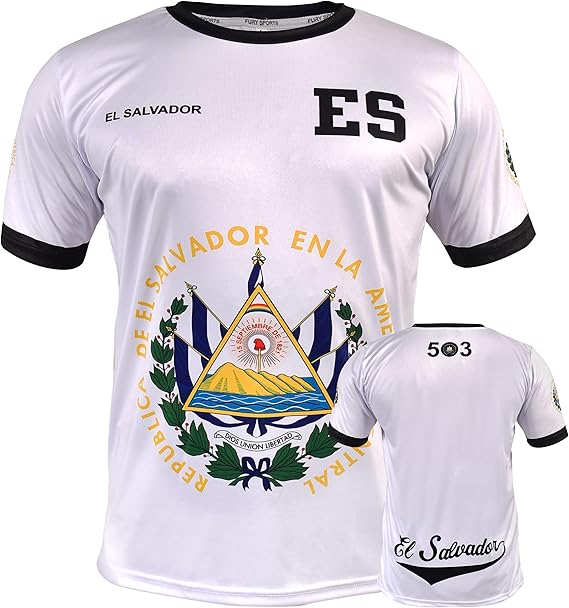 Fury El Salvador Soccer Jersey - Black & White Unisex Shirt for All Salvadorans