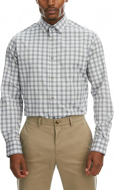 Haggar Men's Long Sleeve Performance Classic Fit Button Down Dress Shirt